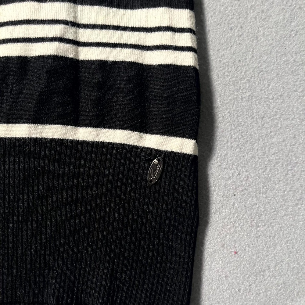 Guess Los Angeles Sweater Dress Womens Small Black White Fold Over Off Shoulder - Picture 3 of 8